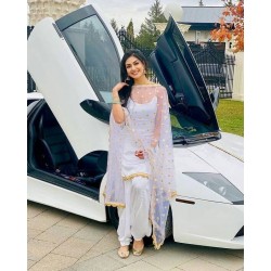 Graceful White Color Punjabi Patiala Suit